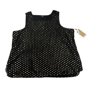 NWT Halogen Women’s Black with Gold Polka Dot Blouse Size 3X